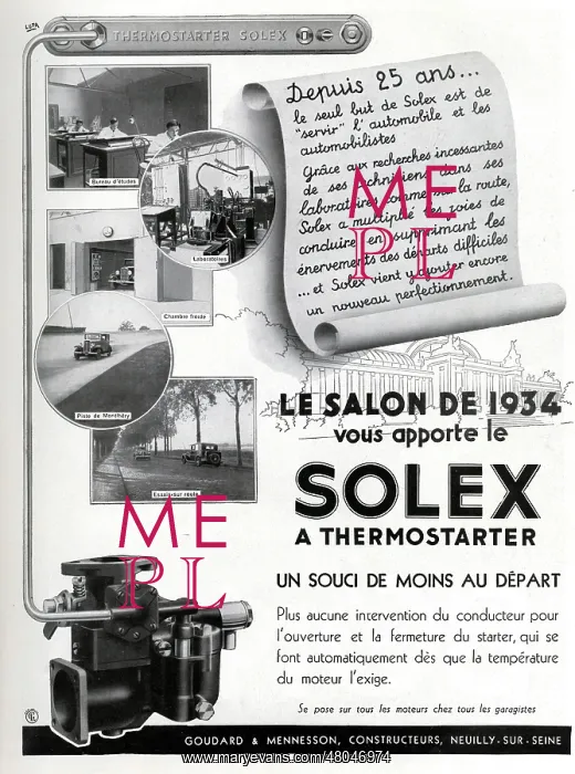 : Magazine Advertisement for Solex carburettors : Magazine Advertisement for Solex carburettors