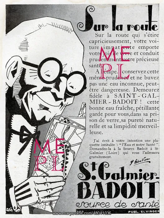 : Magazine Advertisement for St Galmier-Badoit water : Magazine Advertisement for St Galmier-Badoit water