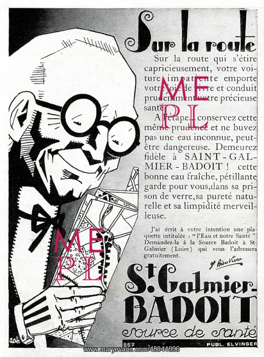 : Magazine Advertisement for St Galmier-Badoit water : Magazine Advertisement for St Galmier-Badoit water