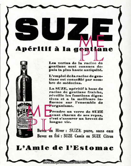 : Magazine Advertisement for Suze aperitif : Magazine Advertisement for Suze aperitif