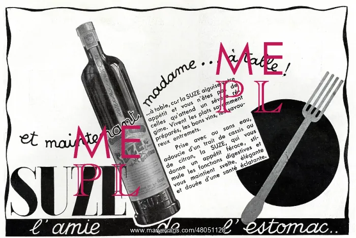 : Magazine Advertisement for Suze aperitif : Magazine Advertisement for Suze aperitif