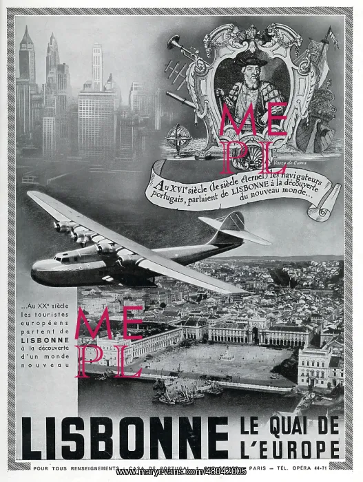 : Magazine Advertisement for travel via Lisbon : Magazine Advertisement for travel via Lisbon