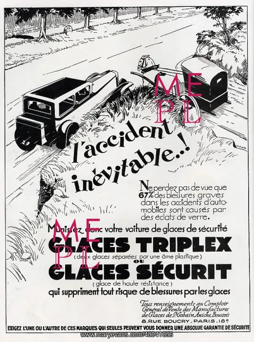 : Magazine Advertisement for Triplex windscreen glass : Magazine Advertisement for Triplex windscreen glass