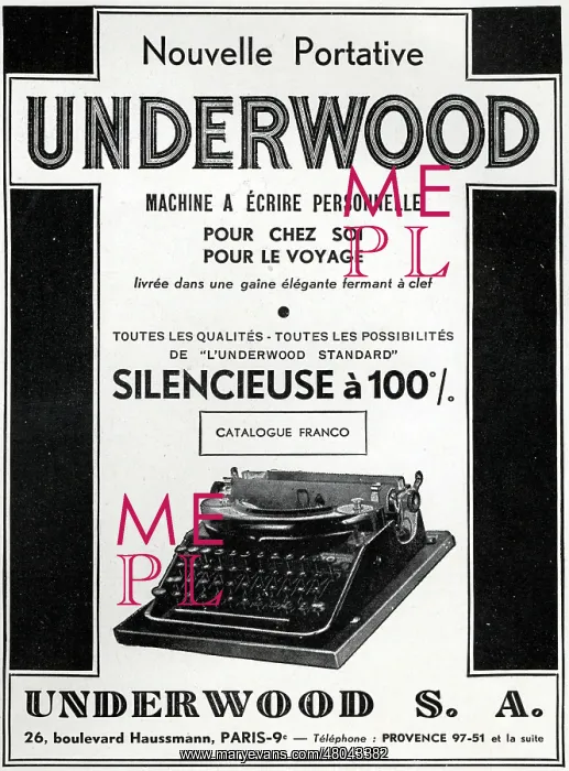 : Magazine Advertisement for Underwood typewriters : Magazine Advertisement for Underwood typewriters