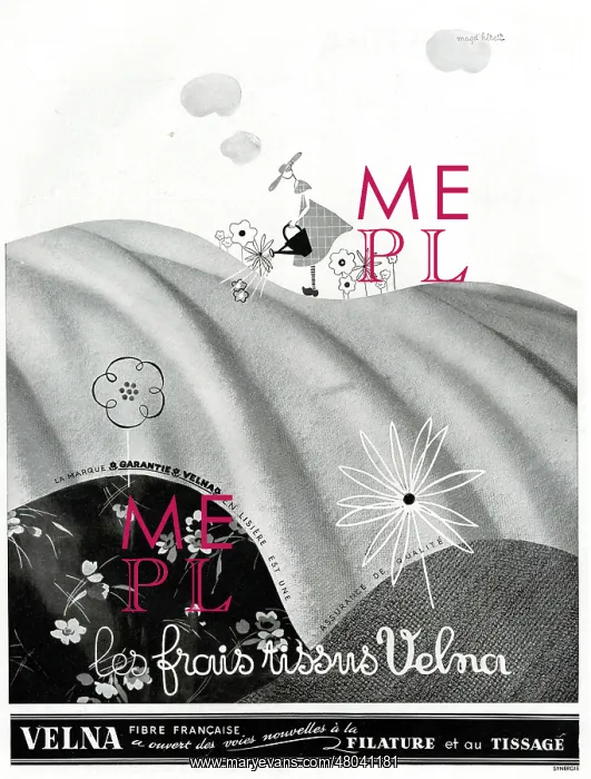 : Magazine Advertisement for Velna fabrics : Magazine Advertisement for Velna fabrics