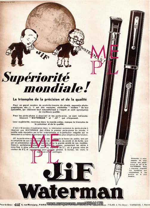 : Magazine Advertisement for Waterman and JiF : Magazine Advertisement for Waterman and JiF