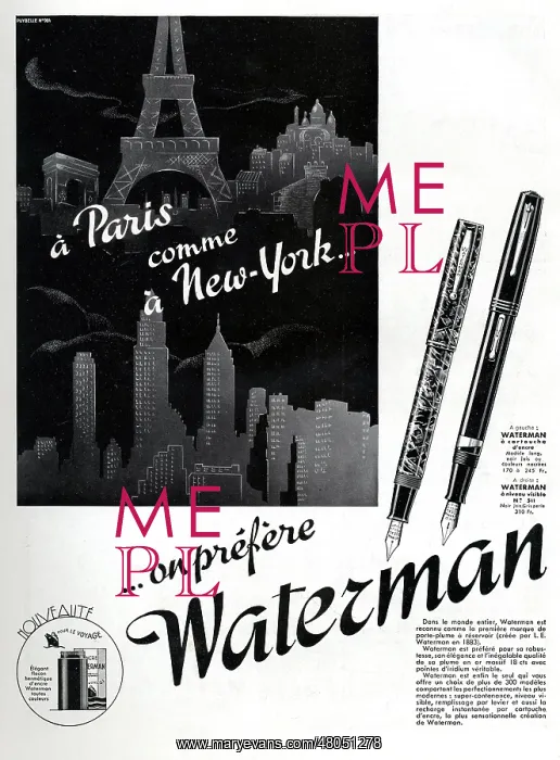 : Magazine Advertisement for Waterman pens : Magazine Advertisement for Waterman pens