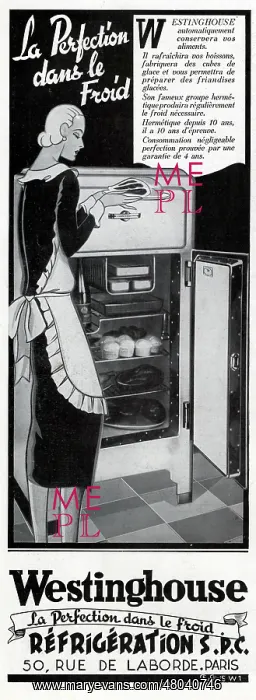 : Magazine Advertisement for Westinghouse refrigerators : Magazine Advertisement for Westinghouse refrigerators