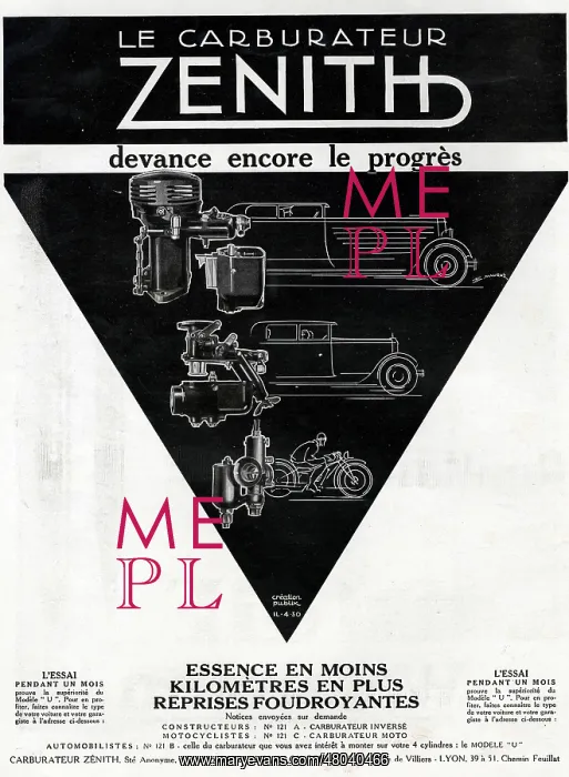 : Magazine Advertisement for Zenith carburettors : Magazine Advertisement for Zenith carburettors