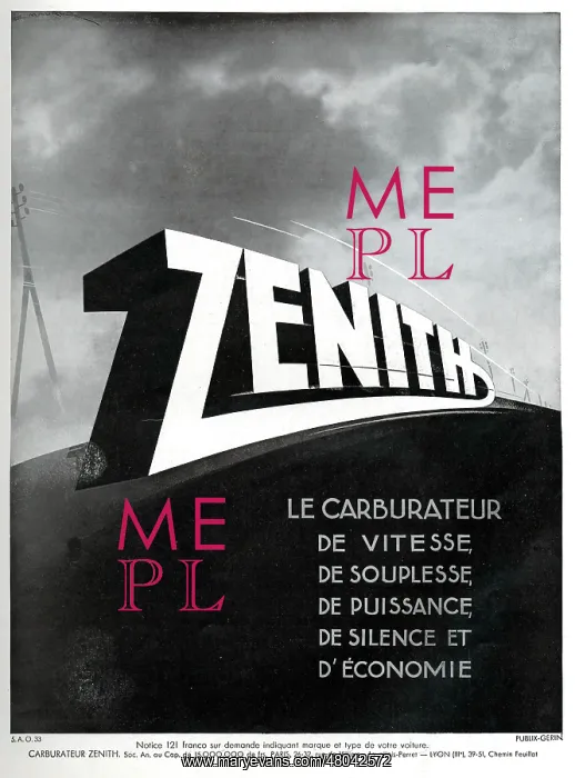 : Magazine Advertisement for Zenith carburettors : Magazine Advertisement for Zenith carburettors