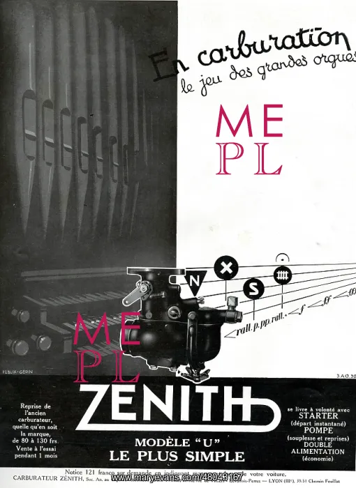: Magazine Advertisement for Zenith carburettors : Magazine Advertisement for Zenith carburettors