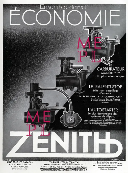 : Magazine Advertisement for Zenith carburettors : Magazine Advertisement for Zenith carburettors