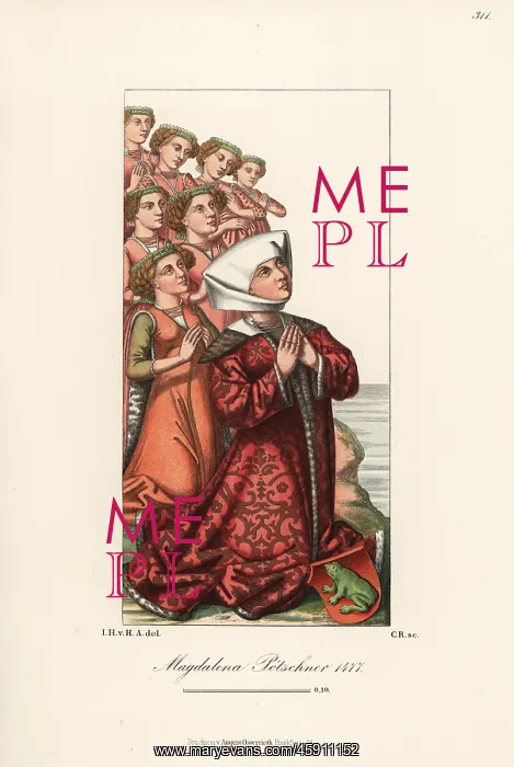 : Magdalena Potschner and her seven daughters, 1477 : Magdalena Potschner and her seven daughters, 1477