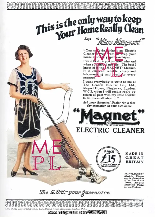: Magnet Electric Cleaner Advert, 1927 : Magnet Electric Cleaner Advert, 1927