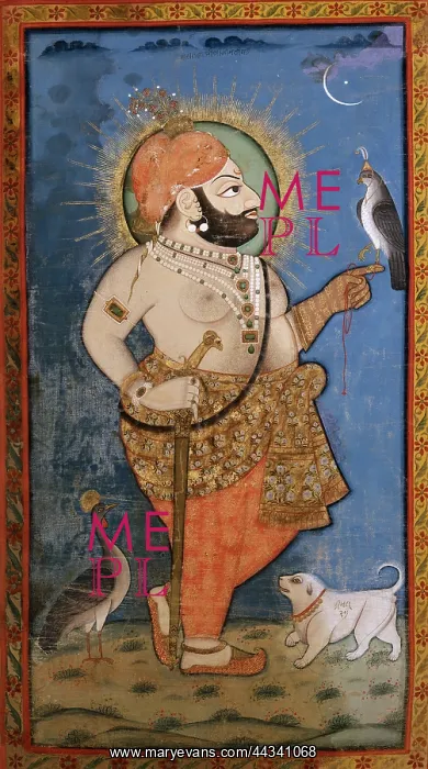 : Maharana Bhim Singh of Mewar, with hawk : Maharana Bhim Singh of Mewar, with hawk