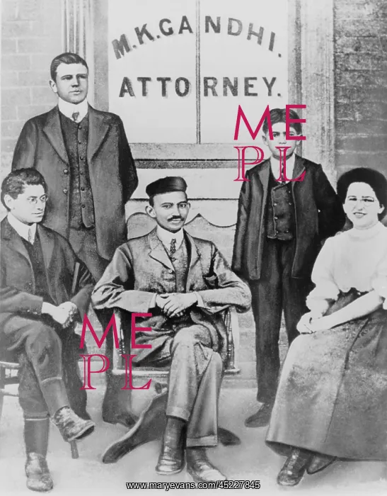 : Mahatma Gandhi seated, surrounded by four ? : Mahatma Gandhi seated, surrounded by four ?