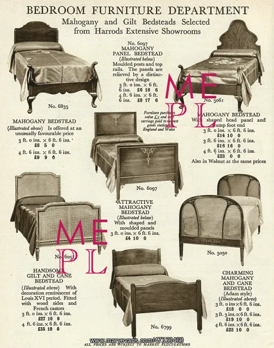 : Mahogany and cane bedsteads 1929 : Mahogany and cane bedsteads 1929