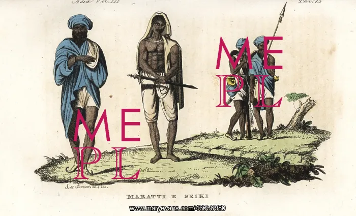 : Mahratta yeoman warrior with sword, and sikh : Mahratta yeoman warrior with sword, and sikh