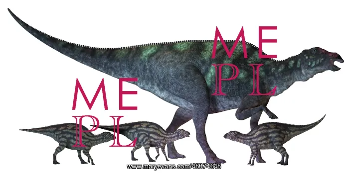: Maiasaura dinosaur with offspring : Maiasaura dinosaur with offspring