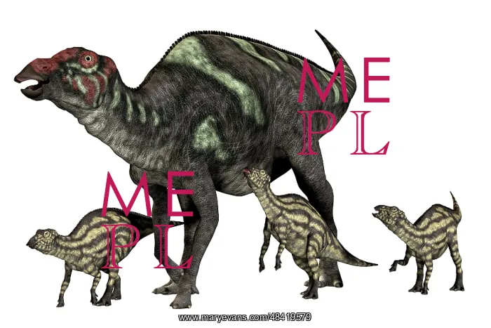 : Maiasaura dinosaur with offspring : Maiasaura dinosaur with offspring