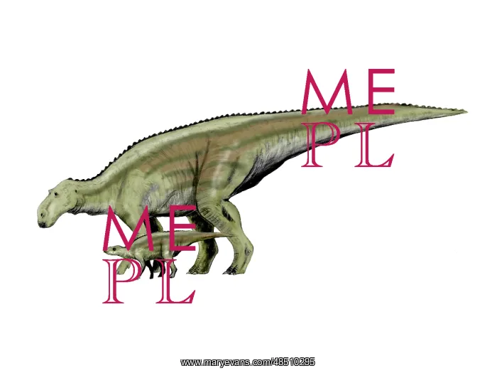 : Maiasaura dinosaur and offspring : Maiasaura dinosaur and offspring