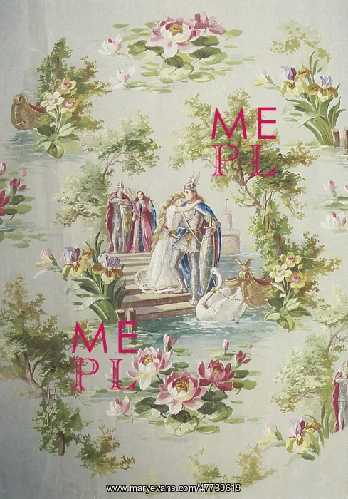  : Maiden and knight with flora border