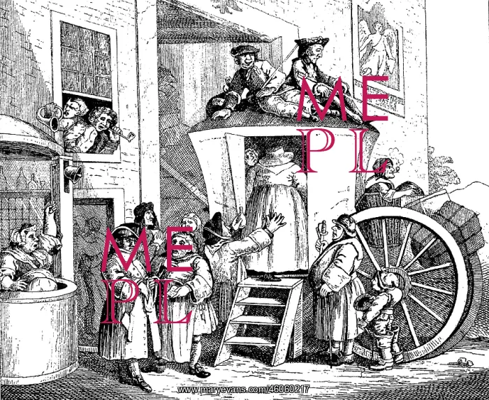 : mail / post, mail coach, at post station, caricature : mail / post, mail coach, at post station, caricature