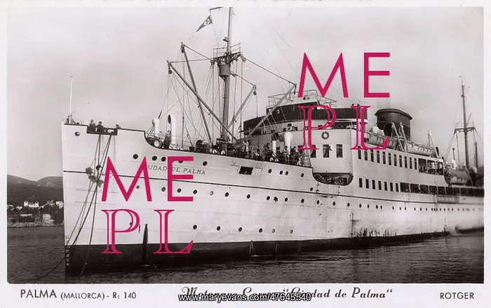 : Mail ship at Palma de Majorca, Majorca, Spain : Mail ship at Palma de Majorca, Majorca, Spain