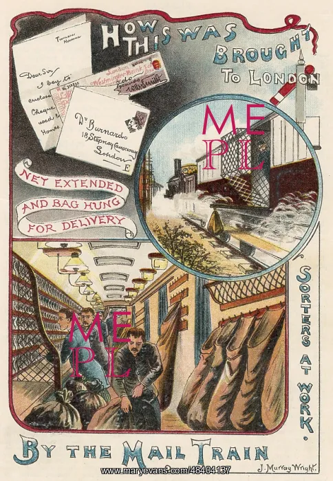 : Mail train carrying letters to London from towns : Mail train carrying letters to London from towns