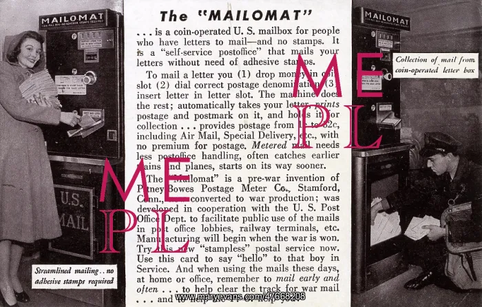 : Mailomat coin-operated mailbox, USA : Mailomat coin-operated mailbox, USA