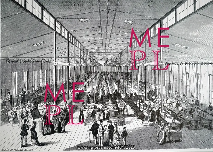 : Main machine room at Wheeler & Wilson's sewing : Main machine room at Wheeler & Wilson's sewing