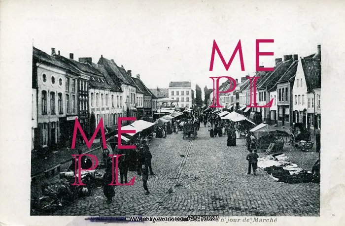 : Main Square on Market Day, Steenvoorde, Nord-Pas-de-Calais : Main Square on Market Day, Steenvoorde, Nord-Pas-de-Calais