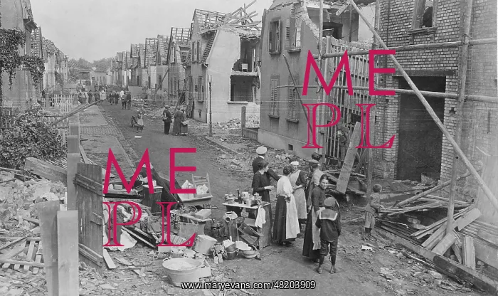 : Main street of Oppau, destroyed by the explosion at the BASF : Main street of Oppau, destroyed by the explosion at the BASF
