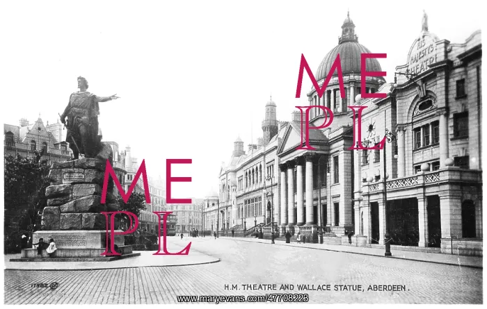 : His Majesty's Theatre and Wallace statue, Aberdeen, Scotland : His Majesty's Theatre and Wallace statue, Aberdeen, Scotland