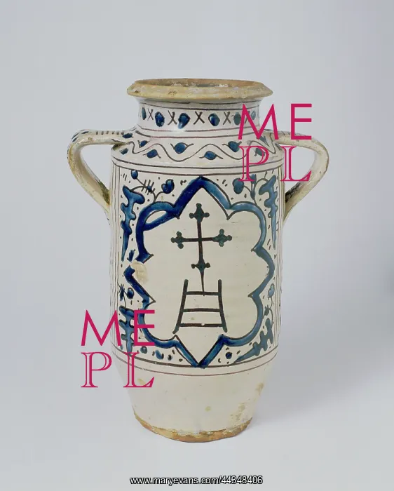 : A majolica pharmacy jar of : A majolica pharmacy jar of