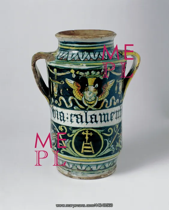 : Majolica pharmacy jar, handmade in : Majolica pharmacy jar, handmade in