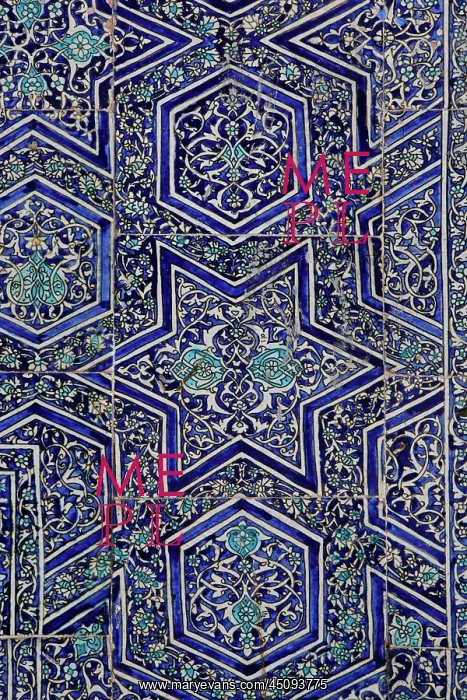 : Khiva. Detail of majolica tiling, winter mosque : Khiva. Detail of majolica tiling, winter mosque