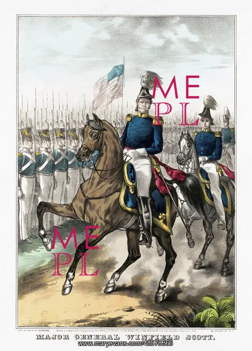 : Major General Winfield Scott, in foreground, on : Major General Winfield Scott, in foreground, on