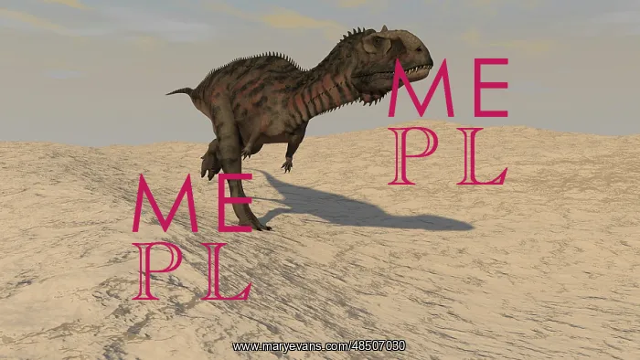 : Majungasaurus running across a barren desert : Majungasaurus running across a barren desert