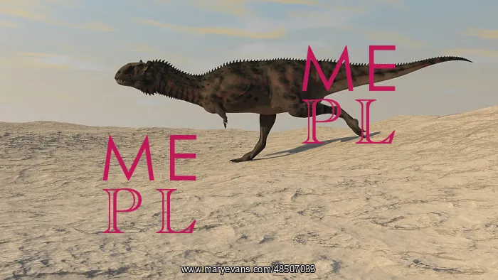 : Majungasaurus running across a barren desert : Majungasaurus running across a barren desert