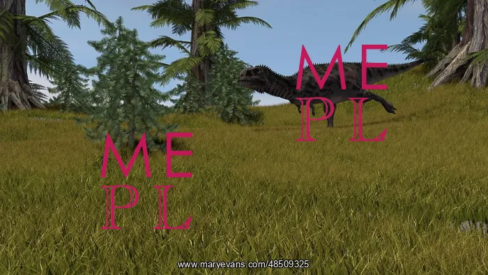 : Majungasaurus running across a grassy field : Majungasaurus running across a grassy field