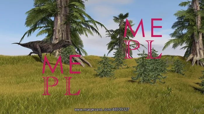 : Majungasaurus running across a grassy field : Majungasaurus running across a grassy field