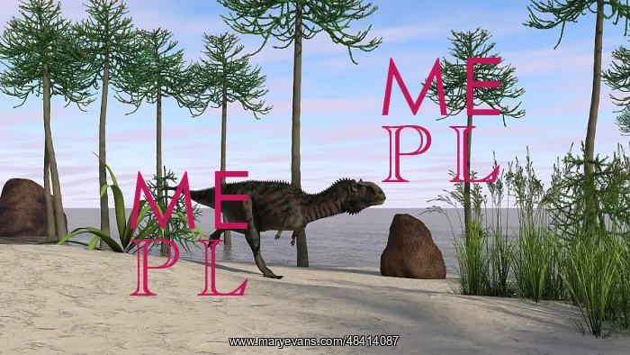 : Majungasaurus running along the shore : Majungasaurus running along the shore