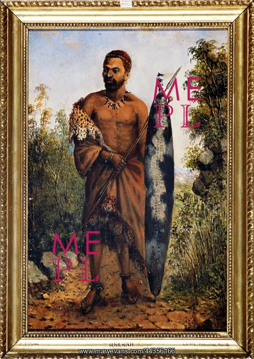 : Makana. Portrait of Makana (?- 1820) (Makhanda / Nxele) Xhosa prophet; shield : Makana. Portrait of Makana (?- 1820) (Makhanda / Nxele) Xhosa prophet; shield