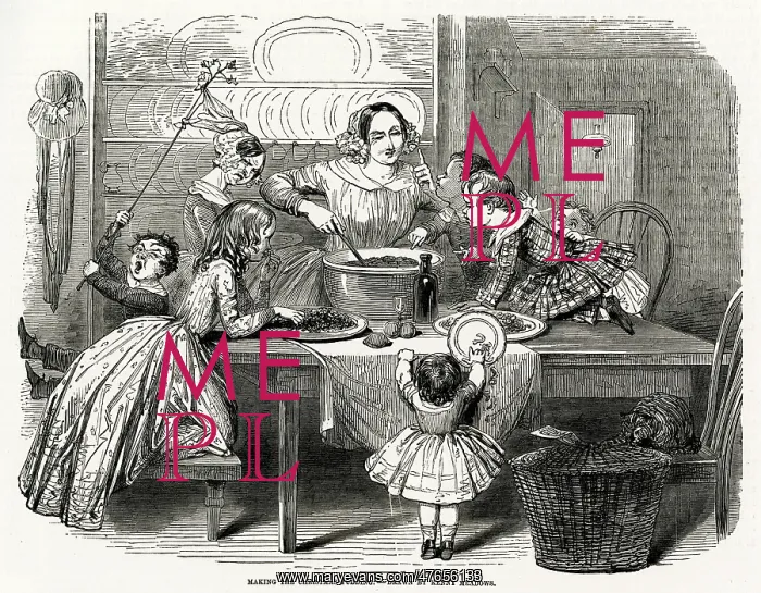 : Making the Christmas plum-pudding 1850 : Making the Christmas plum-pudding 1850