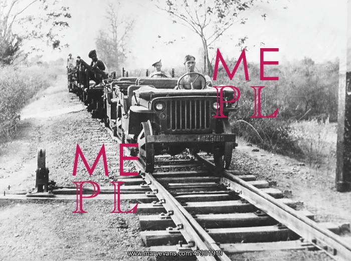 : Making a jeep railroad - Burma : Making a jeep railroad - Burma