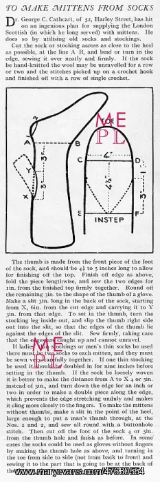 : Making mittens from socks, WW1 : Making mittens from socks, WW1