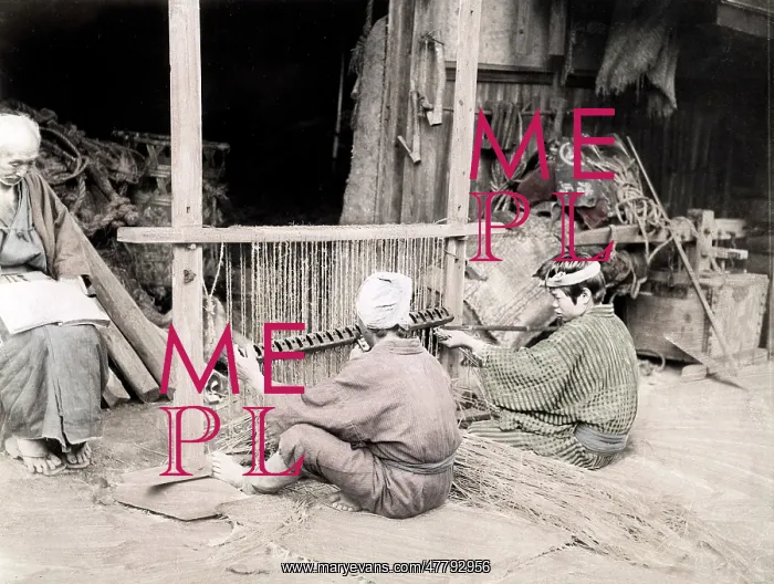 : Making straw mats, Japan : Making straw mats, Japan