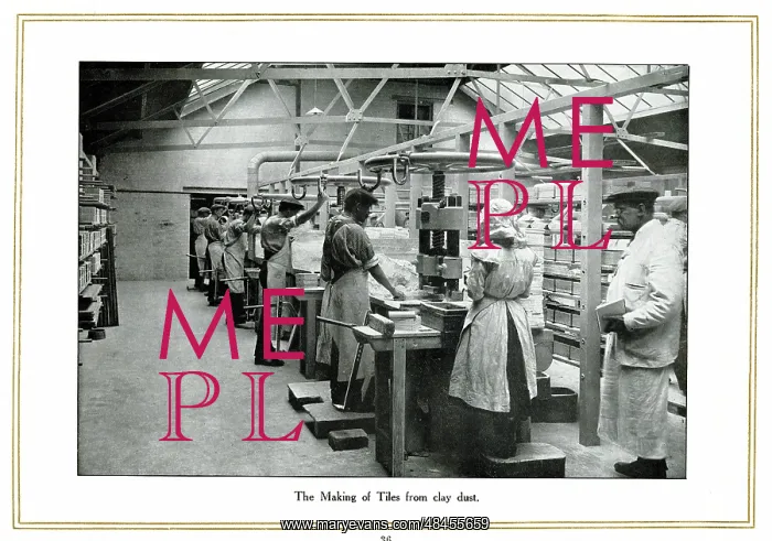 : Making tiles from clay dust, Alfred Meakin : Making tiles from clay dust, Alfred Meakin