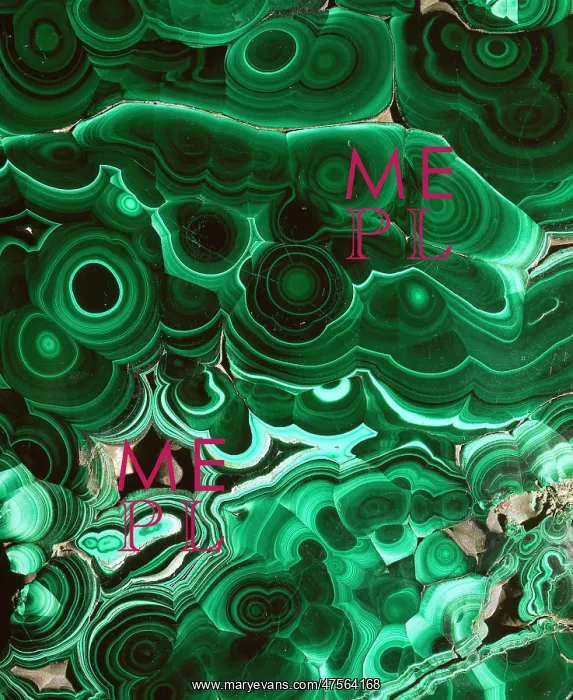  : Malachite. A polished specimen of the mineral malachite (copper carbonate hydroxide)